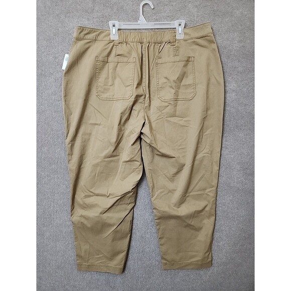 Old Navy OGC Chino Tapered Straight Pants Women 2X Ecru Elastic Waist StretchNEW - Picture 6 of 10